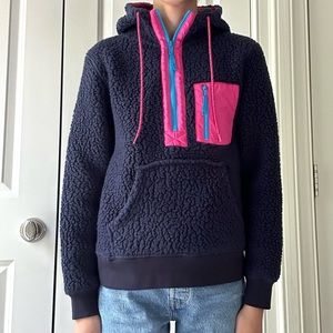 NWT J.Crew Polartec Sherpa Fleece Half-Zip Hoodie